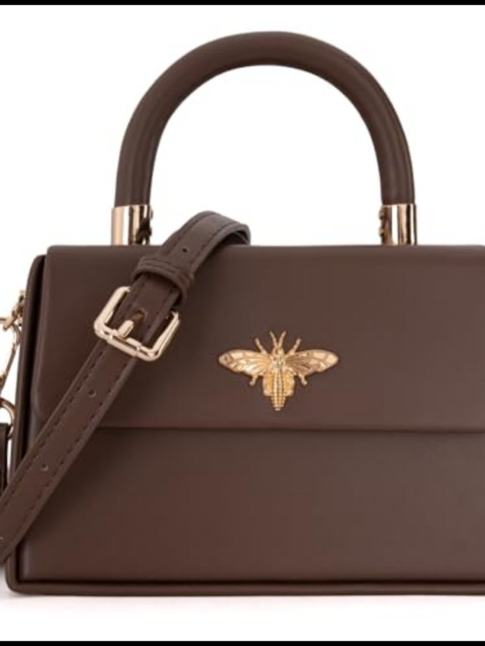 Vegan Leather Satchel Top Handle Crossbody Bag Detachable Strap